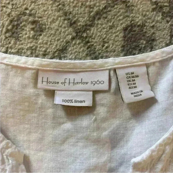 House of Harlow REVOLVE Linen Embroidered Top Medium White - Picture 11 of 12